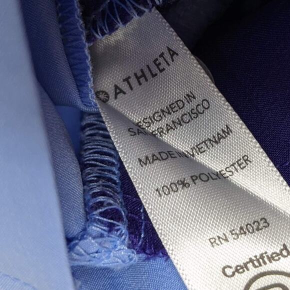 Athleta Blue Oahu Colorblock Shorts Drawstring Waist Back Zip Pocket Size 8 - Picture 7 of 9